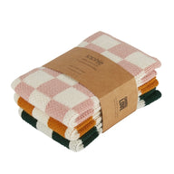 Sophie Home Reusable Cotton Knit Dishcloths Check Set of 3 - Pink 28 x 28cm