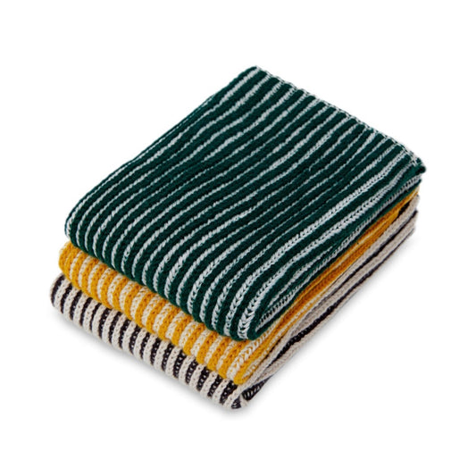 Sophie Home Reusable Ribbed Cotton Knit Dishcloths  Set of 3 Citrus 28 x 28cm