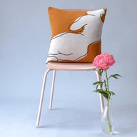 Soft Cotton Knit Cushion Nude I in Mustard 50 x 50cm by Sophie Home