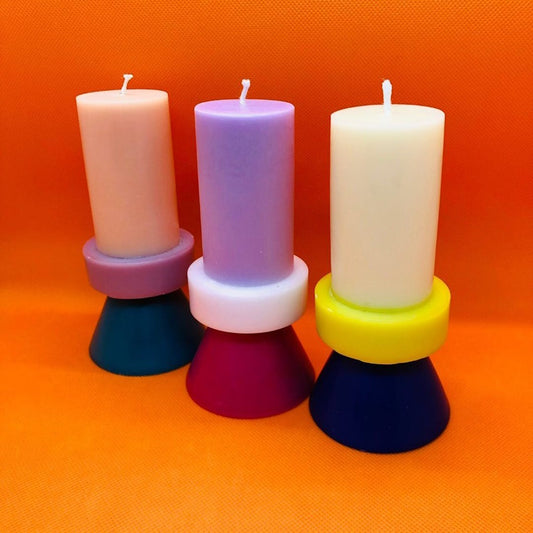 Stack Candle Tall D - Violet / White / Geranium D6.5xH14cm by Yod&Co