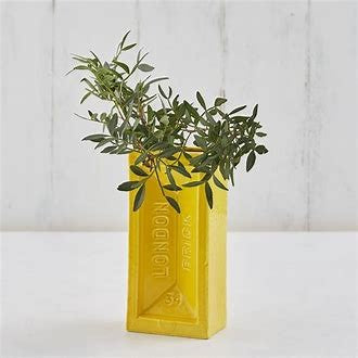 London Brick Ceramic Vase in yellow height 20cm by Stolen Form