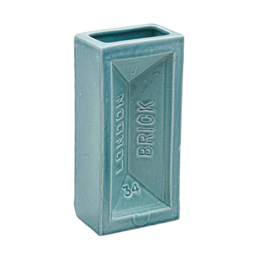 London Brick Ceramic Vase in Turquoise Height 20cm by Stolen Form