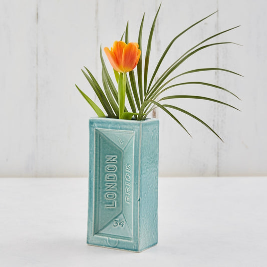 London Brick Vase / Turquoise H20cm by Stolen Form