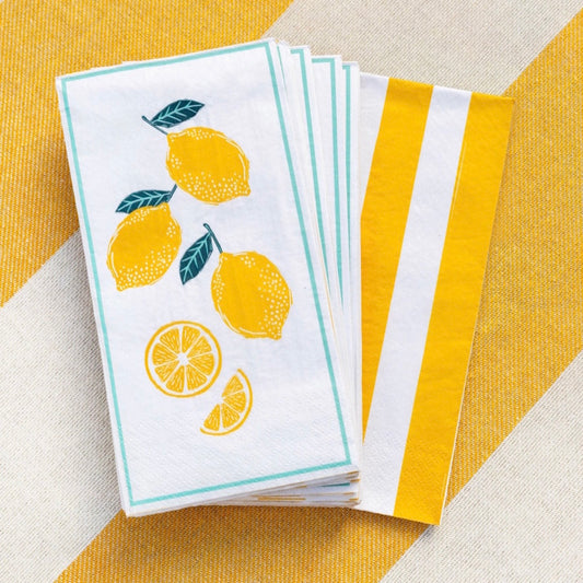 Lemon Long Lunch Paper Napkins (Pack of 16)