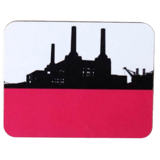 The Art Rooms Cityscape Coaster Battersea Power Station in pink and black