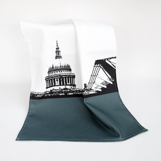 The Art Rooms Cotton Tea Towel / St Paul's and Millennium Bridge