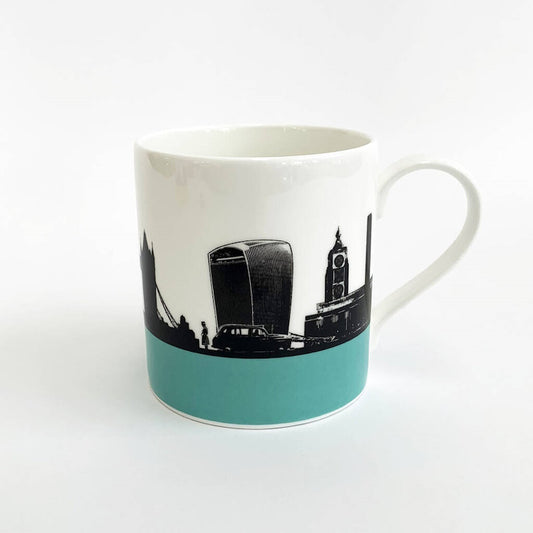 The Art Rooms Bone China Mug / Skyline - Turquoise