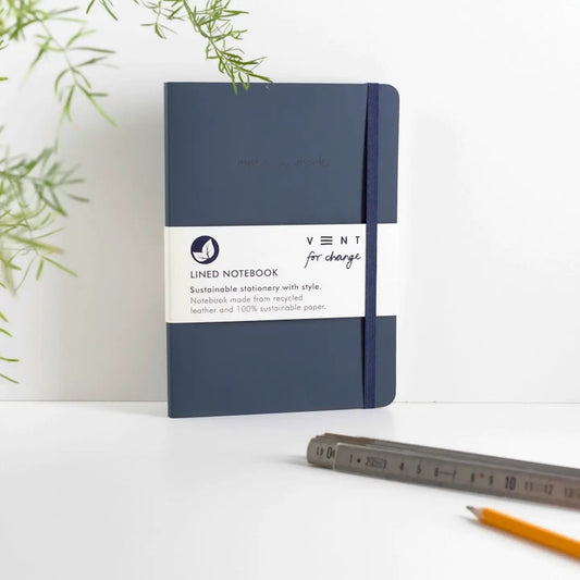 Vent for Change A5 Notebook Recycled Leather Lined Paper Navy