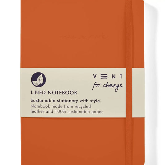 VENT for Change A5 Notebook Recycled Leather / Lined Paper – Orange