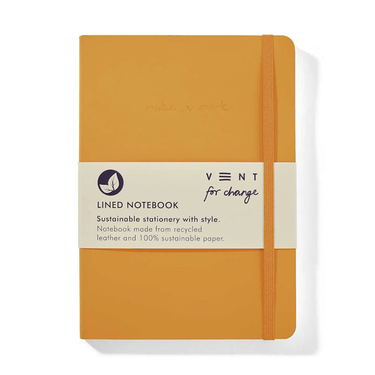 Vent for Change A5 Notebook Recycled Leather Lined Paper Yellow