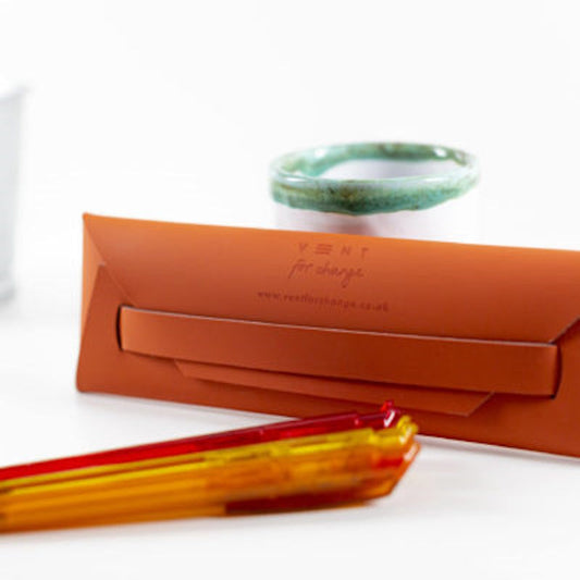 VENT for Change Pen / Pencil Pouch Recycled Leather - Orange