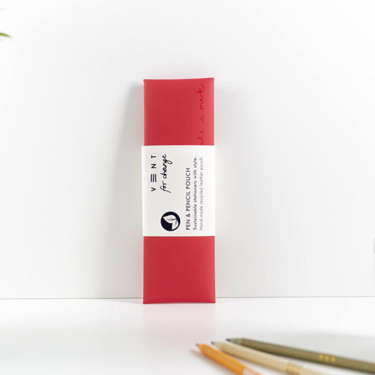 VENT for Change Pen / Pencil Pouch Recycled Leather - Red