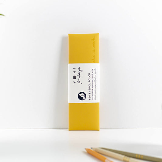 VENT for Change Pen / Pencil Pouch Recycled Leather - Yellow