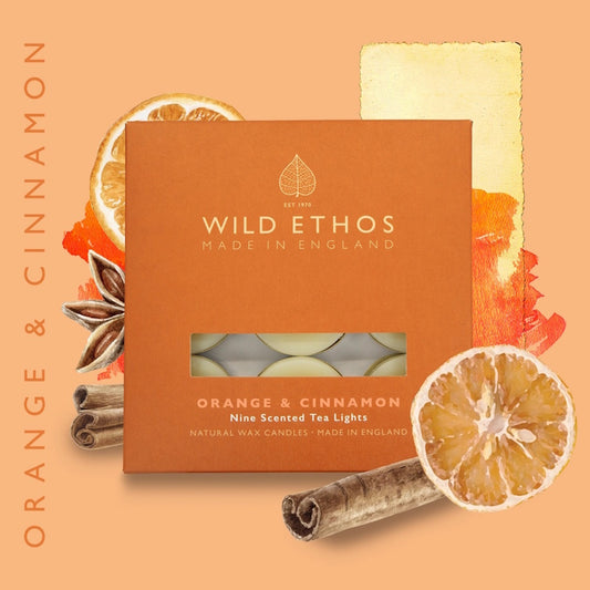 Wild Ethos Cinnamon & Orange Scented Tealights / Box of 9