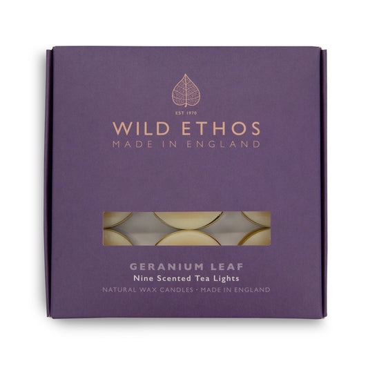 Wild Ethos Geranium Leaf Scented Tealights / Box of 9