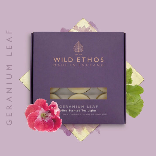 Wild Ethos Geranium Leaf Scented Tealights / Box of 9