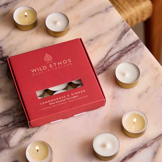 Wild Ethos Lemongrass & Ginger Scented Tealights Box of 9
