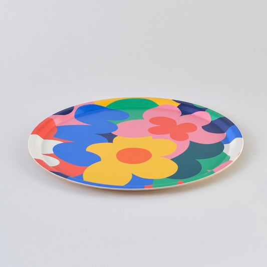 Floral Abstract Round Art Tray Diameter 38cm Illustrated by Micke Lindebergh for Wrap