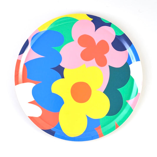 Wrap Floral Abstract Round Art Tray / D38cm Illustrated by Micke Lindebergh