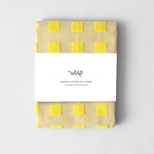 Wrap Tea Towel Squares in Yellow and Oat