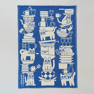 Wrap Tea Towel Kitten Cats in blue and white