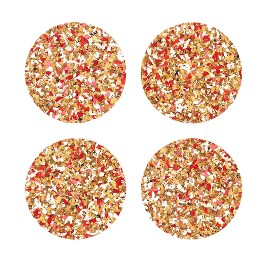 Speckled Round Cork Coasters Set of 4 Red / D10cm by Yod&Co