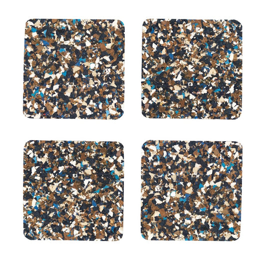 Speckled Square Cork Coasters Set of 4 in Blue 10x10cm by Yod&Co