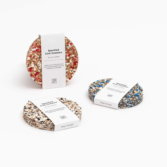 Speckled Round Cork Coasters Set of 4 in 10x10cm by Yod&Co