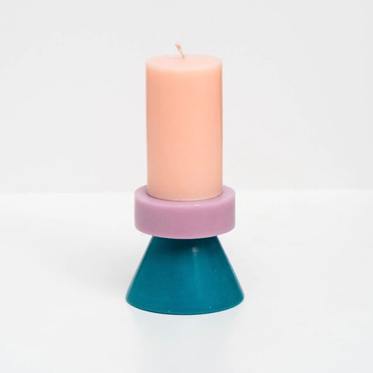 Stack Candle Tall E in Blush, Pastel Purple and Teal D6.5xH14cm by Yod&Co