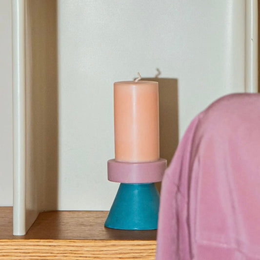 Stack Candle Tall E in Blush, Pastel Purple and Teal D6.5xH14cm by Yod&Co