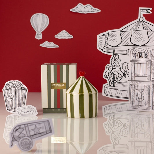 Zesty Lemons Carnival Firebreather Olive Scented Candle - Tomato Leaf