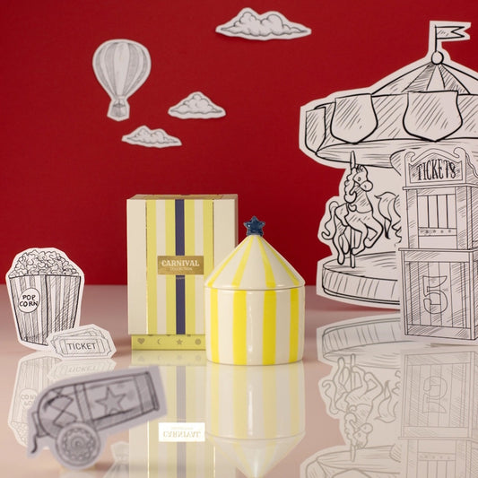 Zesty Lemons Carnival Yellow Fortune Teller Scented Candle - Amber and Bergamot