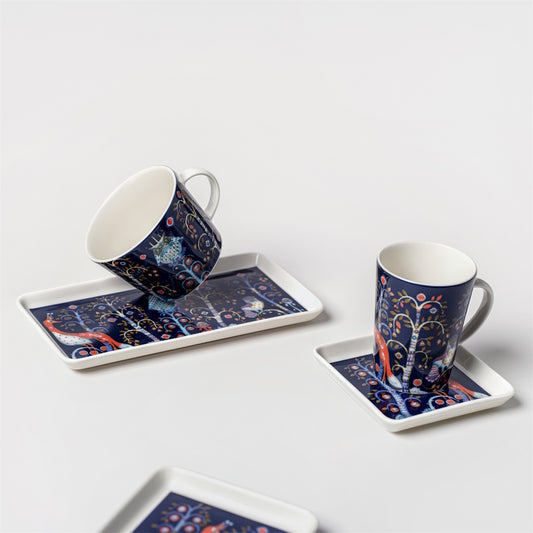 iittala Taika Rectangle and Square Plates and mug and cup in Blue