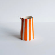 Musango Handmade Tangerine Candy Stripe Pattern Creamer