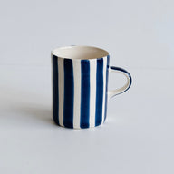 Musango Handmade Blue Candy Stripe Pattern Demi Mug