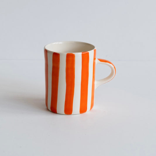 Musango Handmade Tangerine Candy Stripe Pattern Demi Mug