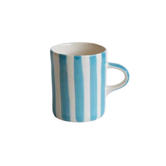 Musango Handmade - Turquoise Candy Stripe Pattern Demi Mug
