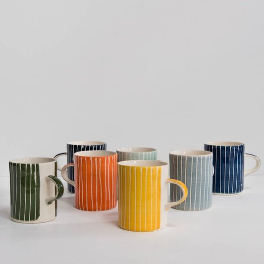 Musango handmade Sgraffito pattern Demi Mugs in various colours