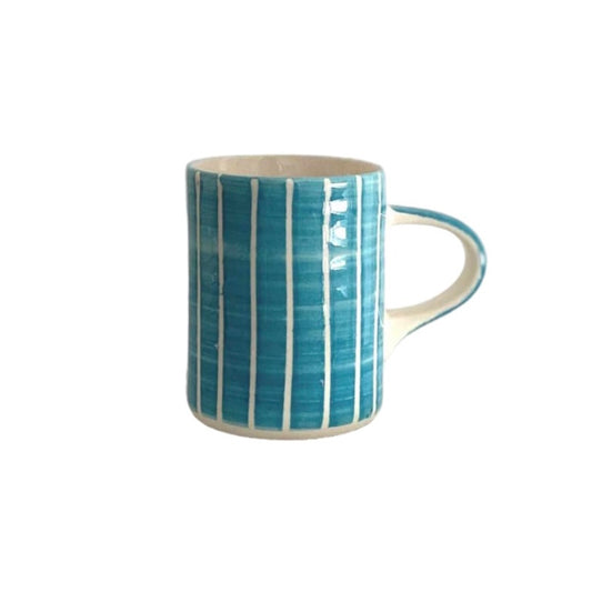 Musango Handmade Sgraffito Pattern Espresso Cup in Turquoise