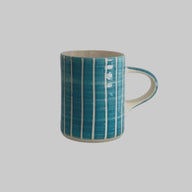 Musango Handmade Sgraffito Pattern Espresso Cup in Turquoise
