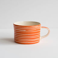 Musango Handmade Tangerine Sgraffito Pattern Mug