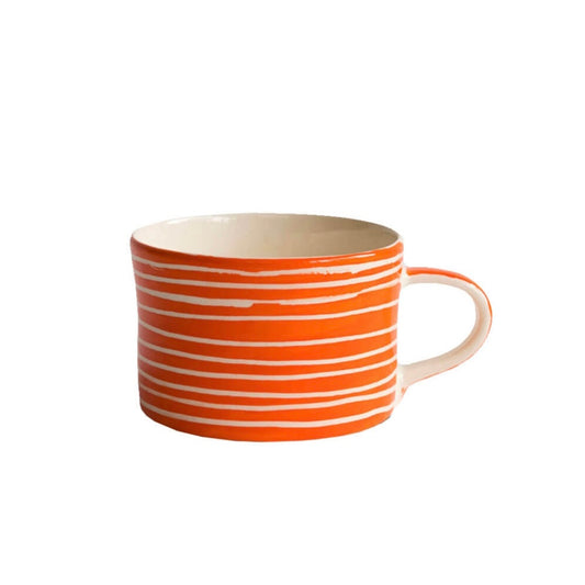 Musango Handmade Tangerine Sgraffito Pattern Mug