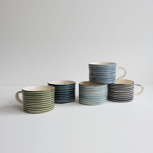 Musango Handmade - Turquoise Sgraffito Pattern Mug