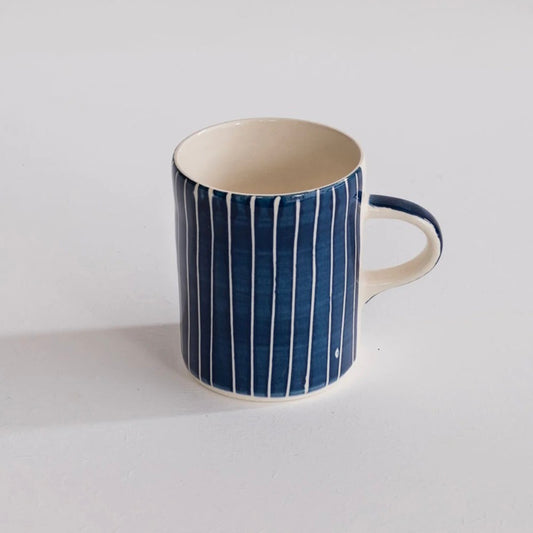 Musango handmade Sgraffito pattern Demi Mug in blue