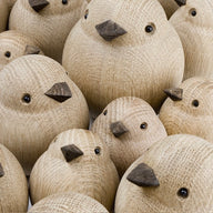 Wooden Baby, Mama and Papa Sparrows handcrafted from Natural Oak by Kristian Jakobsen for novoform