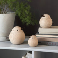 Wooden Baby, Mama and Papa Sparrows handcrafted from Natural Oak by Kristian Jakobsen for novoform
