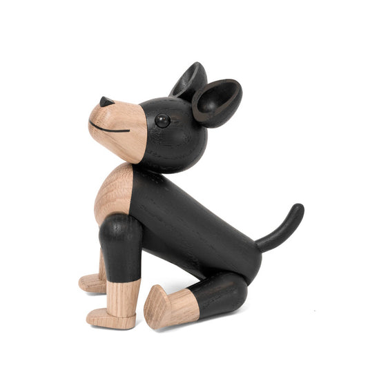 Wooden Charlie The Dog handcrafted from black stained Oak by Kristian Jakobsen for novoform