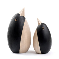 Handcrafted wooden Penguins made from black stained Ash Wood by Kristian Jakobsen for novoform