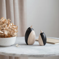Handcrafted wooden Penguins made from black stained Ash Wood by Kristian Jakobsen for novoform