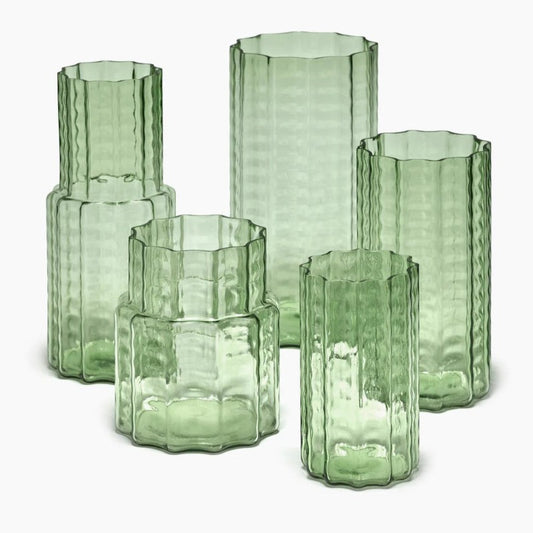 Transparent green glass vases Waves by Ruben Deriemaeker for Serax